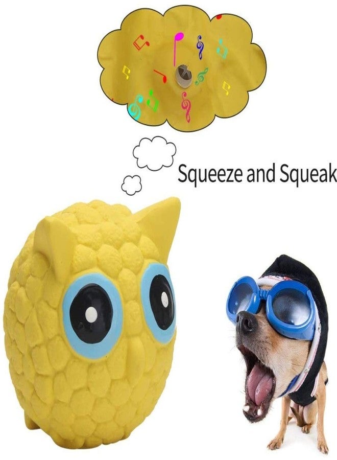 PETLICIOUS & MORE لعبة مضغ على شكل بومة تصدر صوتاً، مناسبة للكلاب الصغيرة (أصفر، كبير) - Image 5